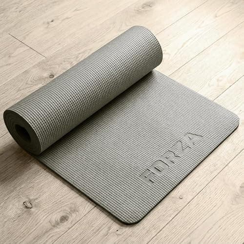 FORZA PVC Yoga Mat Non-Slip Exercise Mat – Lightweight Textured Foam Mat for Yoga, Pilates, Stretching & Home Workouts – Durable Mat for Gym (Charcoal, Pack of 1, Without Carry Strap)