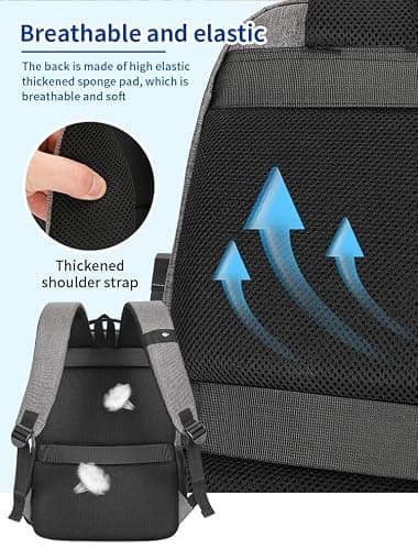 Flex Waterproof Business School Laptop backpack Cpllege Rucksack Men Women Fits 15.6'' Laptop Large Lightweight Travel Black Backpack Cabin Bag With USB Portal Padded Shoulder Straps Padded Back panel — view 4
