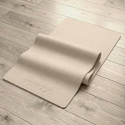 FORZA PVC Yoga Mat Non-Slip Exercise Mat – Lightweight Textured Foam Mat for Yoga, Pilates, Stretching & Home Workouts – Durable Mat for Gym (Beige, Pack of 1, Without Carry Strap) — view 4