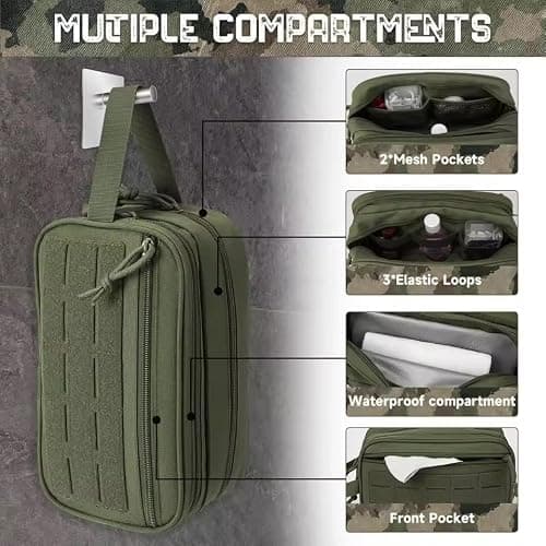 Pine shine Tactical Toiletry Bag for Men with MOLLE System, Water Resistant Dopp Kit Travel Organizer, Large Capacity Hanging Wash Bag with Compartments for Shaving, Camping, Gym & Travel Accessories — view 4