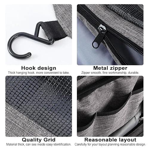 Yuexitech Hanging Toiletry Bag for Men & Women, Foldable Toiletry Bag for Men, Mens Wash Bags Toiletry Bags for Travel, Hanging Toiletry Bags for Women with Hook Organizer — view 5