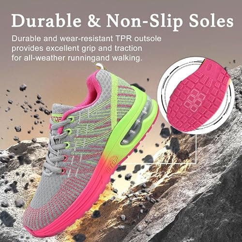 Womens Trainers Running Shoes Air Cushion Sneakers Ladies Walking Trainers Lightweight Breathable Mesh Athletic Sports Sneakers Non Slip Casual Gym Tennis Jogging Shoes — view 6