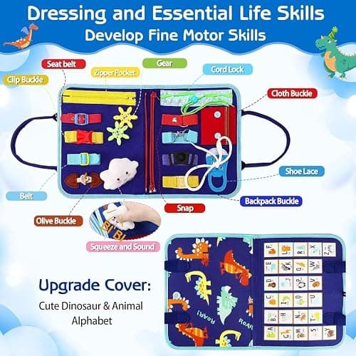 Tweens Montessori Busy Board for Toddlers – 8 Pages Preschool Busy Book, Felt Sensory Activity Board for Fine Motor Skills, Educational Travel Toy for Kids, Baby, Boys & Girls, Autism Learning Toy — view 5