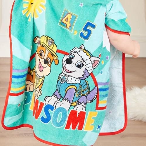 Paw Patrol Poncho Towel 100% Cotton Terry 12M+ Super Absorbent Machine Washable 50 x 50cm Unisex Baby Bath Beach Swimming Towel for Children with Hood — view 5