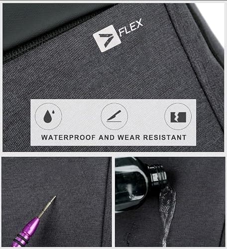 Flex Waterproof Laptop Backpack Business Bag Stylish College Rucksack Fits 15.6 inch Laptop Multicompartment Bag for Men Women with USB portal and Trolley Sleeve Padded Shoulder Adjustable Belt Black — view 4