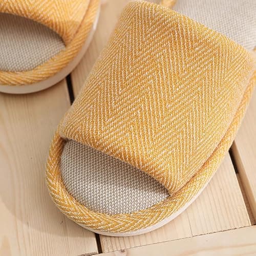 JIJIe Slippers Linen Indoor Slippers for Men and Women, Anti-Slip Summer Slippers (Brown EU44/45 UK9/10 — view 4