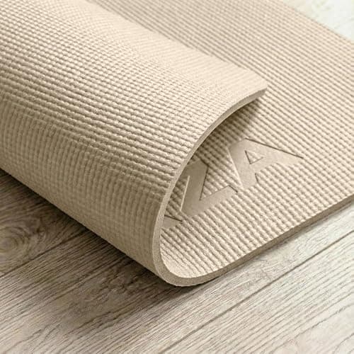 FORZA PVC Yoga Mat Non-Slip Exercise Mat – Lightweight Textured Foam Mat for Yoga, Pilates, Stretching & Home Workouts – Durable Mat for Gym (Beige, Pack of 1, With Carry Strap) — view 5