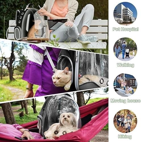 Premium Pet Carrier Backpack with Transparent Bubble Window - Breathable Space Capsule Travel Bag for Small Dogs, Cats & Rabbits, Ventilated Comfortable Rucksack. — view 4