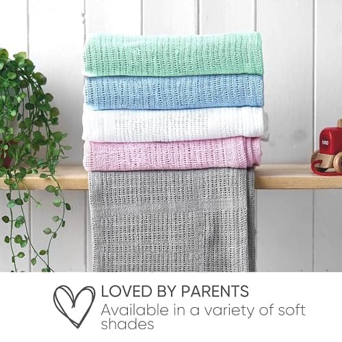 Bloomsbury Mill - Cellular Blankets Baby - Soft 100% Organic Cotton Baby Blanket - Pack of 2 - Essentials For Newborn - Ideal for Cot Bed, Travel, Car Seat, Pram, Moses Basket - Grey 75x95cm — view 4