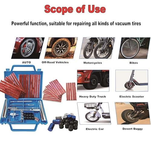 52pcs tyre Repair kit, Heavy Duty car tyre Puncture Repair kit, tubeless tyre Repair kit with Storage Case, tyre Plug Repair kit for car, Motorcycle, Truck, Van, ATV, Tractor, etc. — view 6