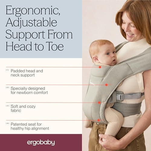 Ergobaby Embrace Baby Carrier for Newborns from Birth with Head Support, Extra Soft and Ergonomic, Soft Olive — view 3
