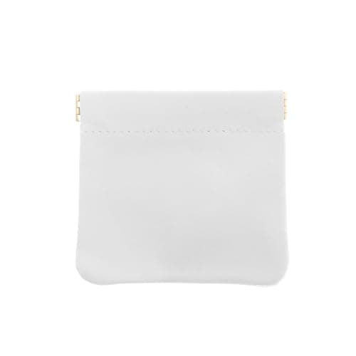 Hemobllo Leather Earphone Pouch Protective Bag with Automatic Closure Small Earplug Cover for Wireless Earbuds White Portable Headphone Carrying Case for Travel