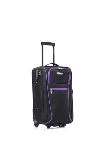 Cabin Suitcase 20" Carry On Suitcase Super Lightweight Luggage 20% Expandable 2 Wheel Soft Shell Luggage with Built in Combination Lock for All Airlines EasyJet Ryanair British Airways 55x35x20
