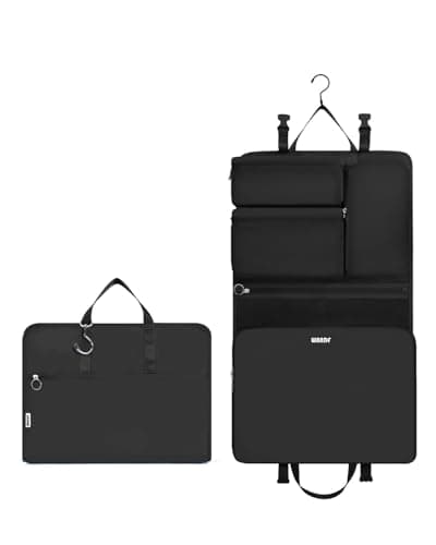 WANDF 6-in-1 Packing Cubes with 360° Hanging Hook, Water Resistant Compression Travel Packing Organiser Bags, Multi-Functional Hand Luggage Storage Pouches, Travel Essentials for Men Women, Black