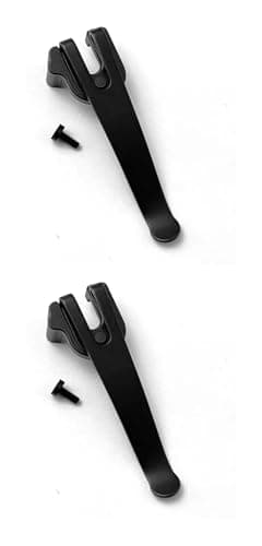 Hophelia Pack of 2 91 mm Swiss Army Deep Carry Bag Clip, Stainless Steel Deep Carry Bag Clip with Screws, Folding Knife Replacement Clips, Practical Waist Accessories (Black)
