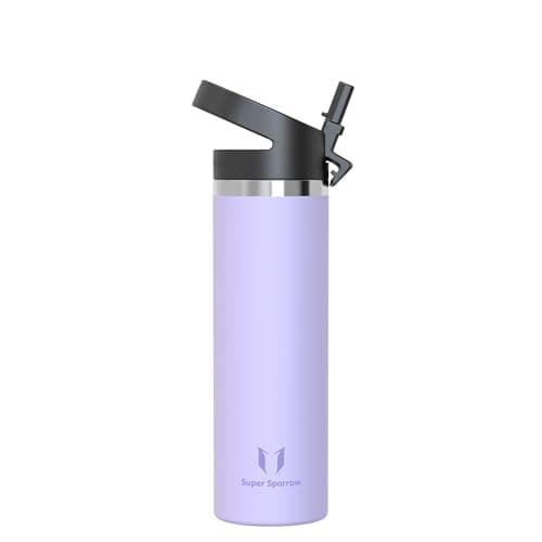 Super Sparrow Water Bottle Insulated - 750ml - Wide Mouth Metal Bottle - Wide Mouth SwivelSip Flask - BPA Free, Leak Proof - Ergonomic Straw Water Bottles for Work, Gym, Travel, Sports