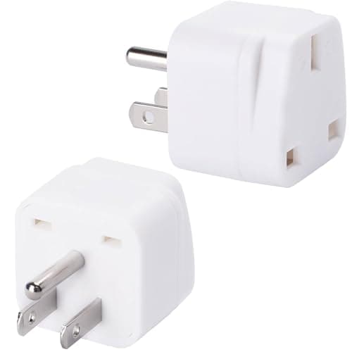 Flomiara 2 Pack UK to US Plug Adaptor, 2 Pack Thailand Travel Adapter, Brushed Surface USA Travel Adapter, Travel Adaptor from UK To USA, Thailand, Mexico, Canada, Colombia, White (Type B)