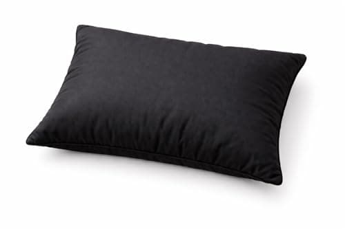 Small Travel & Camping Pillow Lightweight Compact Packaway Cushion Removable Washable Polyester Cover Soft Hollowfiber Sleeping Bag Pillow for Camping, Flights & Travel 38cm x 28cm (Black)