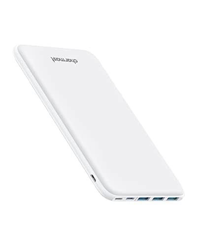 Charmast 26800mAh Power Bank, Portable Charger USB C Powerbank Ultra Slim Battery with 3 Input and 4 Output Compatible with iPhone Samsung Huawei Xiaomi Honor Smartphone Tablet (White)