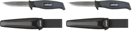 Wolfcraft Outdoor Knife with Sheath I 4085000 I Knife for hobbies, crafts and camping (Pack of 2)