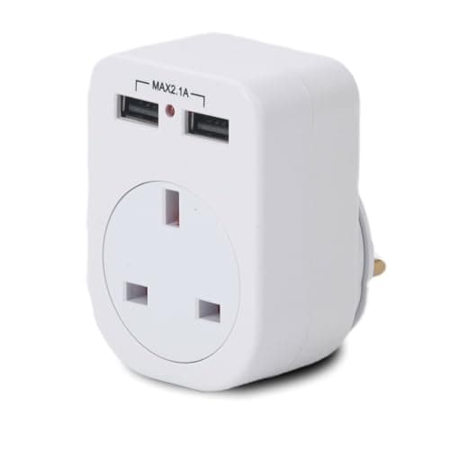 Status IONOS Twin USB Plug Through Adaptor | 2 USB Ports | Compact Design | Plug-Through Socket | Safe & Reliable | Ideal for Home & Travel | ION2USBPTAW1PK10
