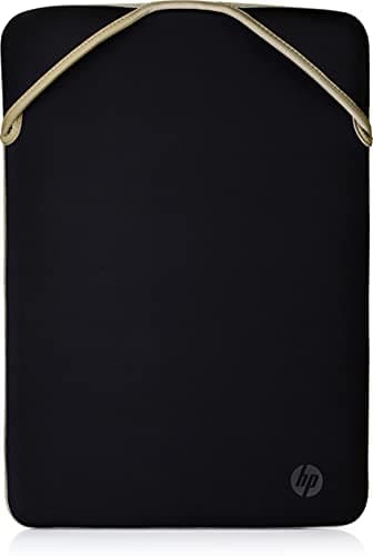 HP 15.6 Inch Black & Gold Protective Reversible Laptop Notebook Sleeve Case, Slim, Prevent Scratching, Zip-free
