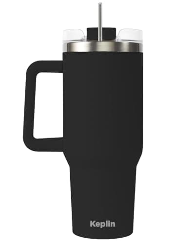 Keplin 40 oz / 1200 ml Insulated Travel Tumbler – Double Wall Stainless Steel Cup with Leak-Proof Lid, Thermal Flask Keeps Drinks Hot & Cold, Dishwasher Safe, Fits Car Cup Holders - Black