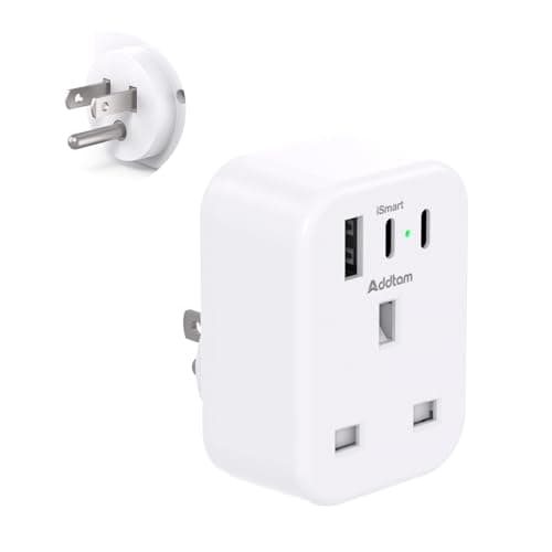 UK to US Plug Adaptor, USA Travel Adapter with 1 USB & 2 USB C Ports