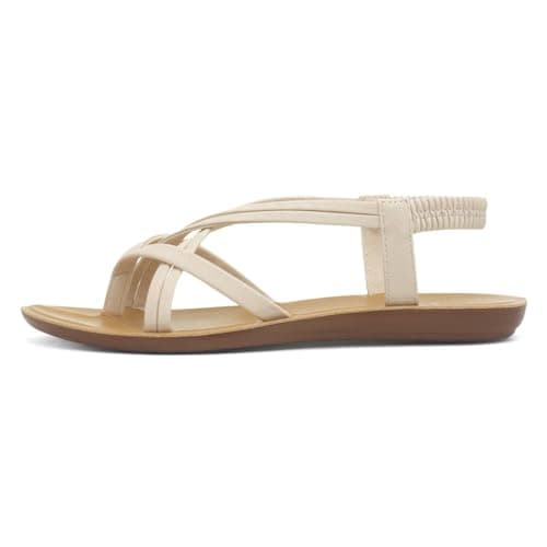 Lilley Womens Cream Flat Strappy Toe Post Sandal - Size 6 UK - Off-White