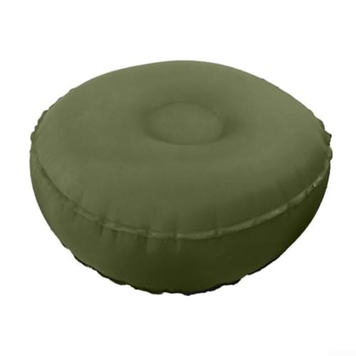 Meditation Floor Cushion, Yoga Bolster Pillow Balance Inflatable Yoga Cushion Footrest Pillow For Leisure Travel Fitness Outdoor Foldable Pedal 42X42x15cm Dark Blue Olive Green (Olive green)