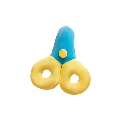 Kalttoy Scissors Themed Plush Stuffed Toy Pillow for Travel, Yellow 25CM