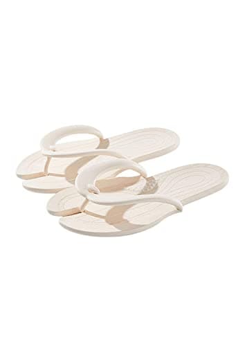 COTCLO Flip Flops Summer Men Women Foldable Flip Flops Casual Shoes Beach Slides Portable Sandals Non-Slip Bathroom Hotel Travel Light Slippers-Cream White,42-44(26-27Cm)