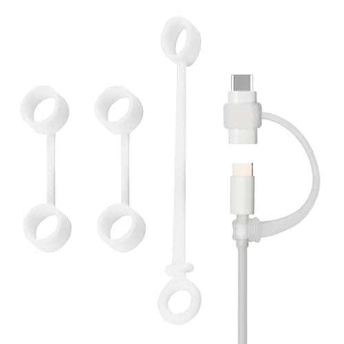 Cable Adapter Holder - 4-Piece Silicone Anti-Lost Keeper | Universal Charging Adapter Sleeve With Lanyard | Protective Case For, & USB Converters | Travel & Keychain Accessory
