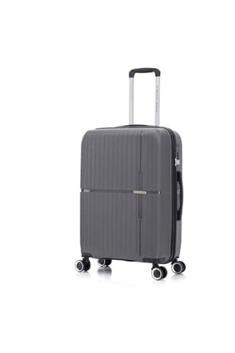 Medium Suitcase Unbreakable Hard Shell on 4 Dual Spinner Wheels Super Lightweight Hold Check in with Built-in TSA Lock | Charcoal