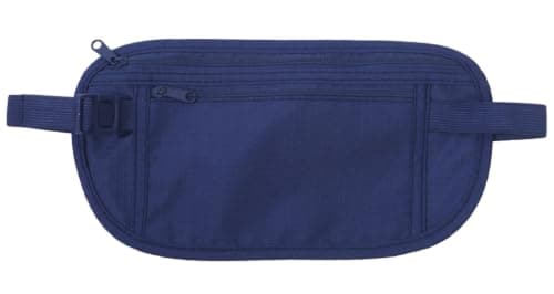 Money Belt, Passport Holder Secure Hidden Travel Wallet with RFID Blocking, Adjustable Undercover Fanny Pack with 2 Pockets for Men Women (Blue)