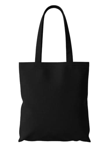 Wonky Line Premium Cotton Tote Bag, Eco-Friendly Shopping Bag, 100% Cotton Canvas, Reusable Grocery Cloth Bag, Extra Strong Long Handle Double Stitched Ideal for Printing (Black)