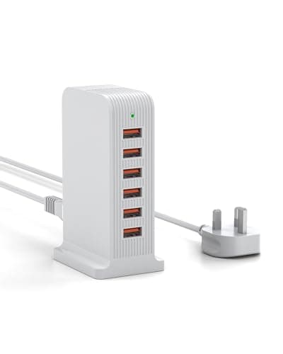 6 Port USB Charging Station 50W, Multi USB Charger Tower