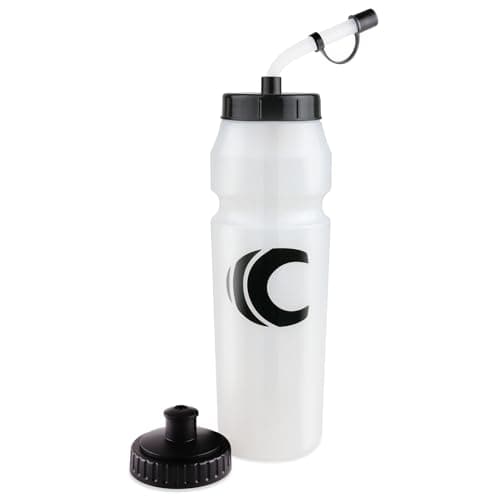 Cannon Sports 1 Liter Sports Water Bottle, BPA-Free, 34 Oz Capacity, Large Mouth, 2 lids (Straw and Squeeze), Great For Helmet Sports Such As Hockey, Lacrosse, Football, Boxing (Clear)