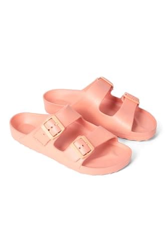 Animal Shore Women's Sliders - Lightweight Slip-On Sandals with EVA Cushioning - Spring Summer, Beach, Walking & Outdoors Coral 5