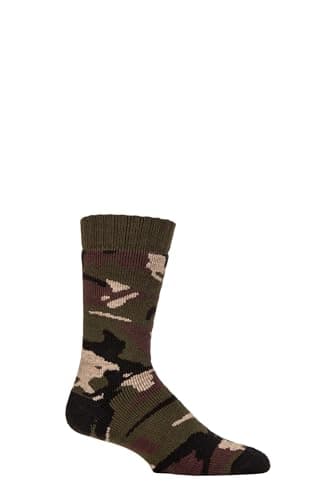 COUNTRY PURSUIT Men’s Woodland Walker Wool Socks – 1 Pair Warm Cushioned Outdoor Hiking Walking Boot Wear, Breathable Durable Comfort Fit – Sizes 6-11 & 12-14 Camo 12-14