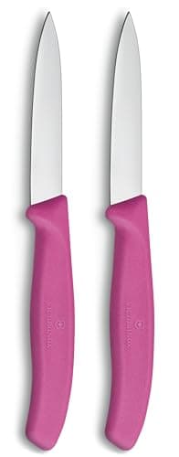 Victorinox Swiss Classic, Paring and Vegetable Knife Set, 2-piece, Extra Sharp Blade, Straight Edge for Precise cuts, 8 cm, Stainless Steel, Pink