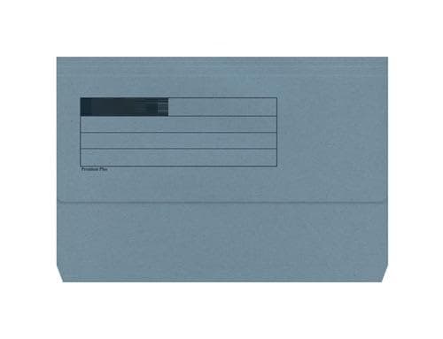 Foolscap Document Wallets 285gsm, Assorted Colours, Pack of 50 Folders (Blue)