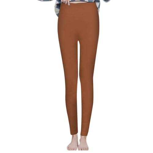 Thermal Leggings Women with Pockets High Waist Thermal Leggings with Pockets Long Winter Warm Tummy Control Yoga Fitness Stretchy Pants Trousers Outdoor Travel Hiking Camping Skiing Orange