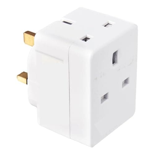 LUXFAB 2-Way Double Plug Adaptor, 3 Pin Power Adapter, Multi Plug Splitter, Cube Electric Adapter - UK Outlet, Blue