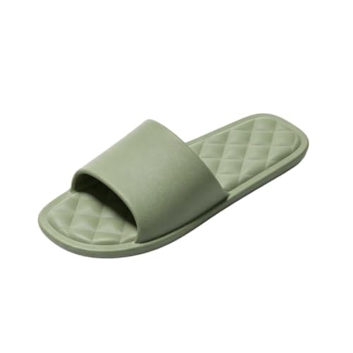 Womens Slip On Slippers Soft Shower Slippers Packable Indoor Slippers Green