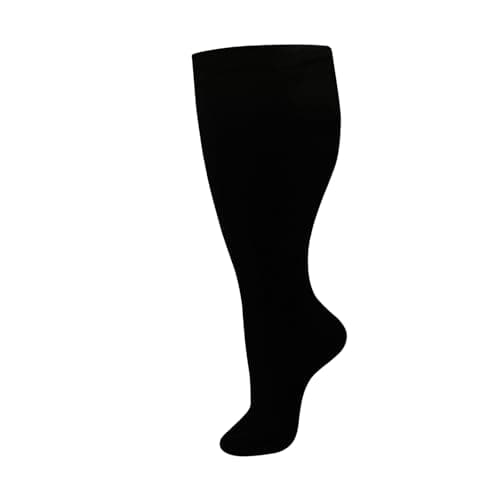 HYCOPROT Plus Size Compression Socks For Women Men Wide Calf Graduated Medical Support Stocking Knee High Pressure Sock Varicose Vein Swollen Legs Pregnancy Travel Flight 20-30 mmHg 1 Pairs Black 3XL