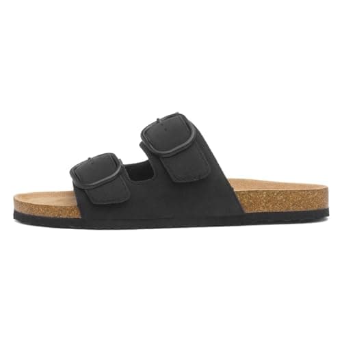Lilley Womens Black Double Buckle Mule Sandal - Size 5 UK - Black