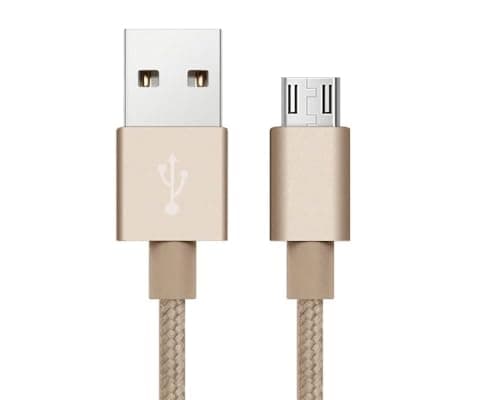 iTechCover Braided USB Cable Charging Cord/Charger Power Lead Wire Compatible with Juice Jumbo Marshmallow Speaker/Gold / (2m / 6.6ft)