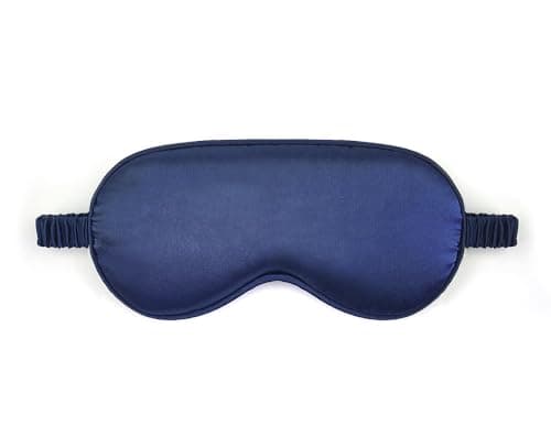 Sleep Mask Silk Eye Mask for Sleeping, Blackout Anti-Allergy Silk Eye Mask with Elastic Strap for Night,Travel,Nap,Meditation (Blue)