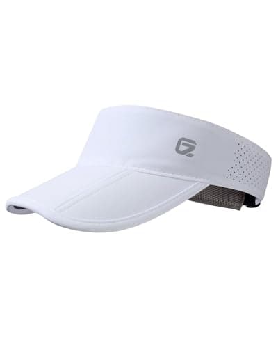 GADIEMKENSD Summer UPF 50+ Foldable Visor Hats Breathable Quick Drying Sun Visors for Women Reflective Tennis Cap Adjustable Golf Hats for Men Travel Sports Cycling Running Accessories White